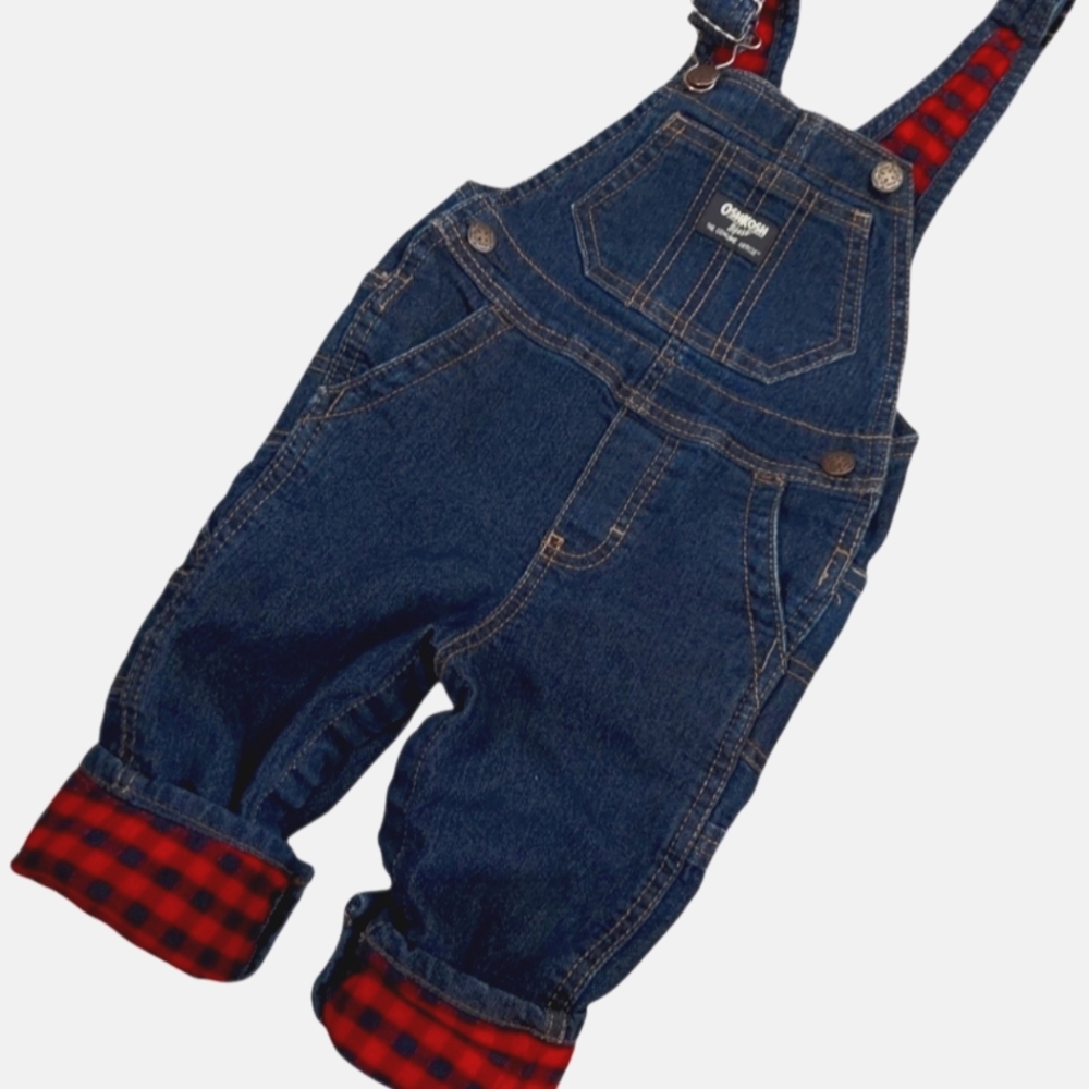 18 months Oshkosh overalls w/Buffalo black and red fold up. Used once